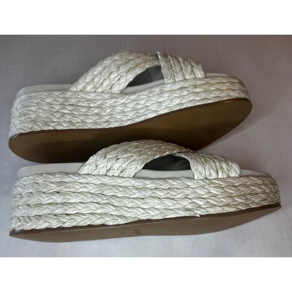 JSlides Quiver Bone Raffia wedge Sandal Women's Size 10 M white - Picture 4 of 10
